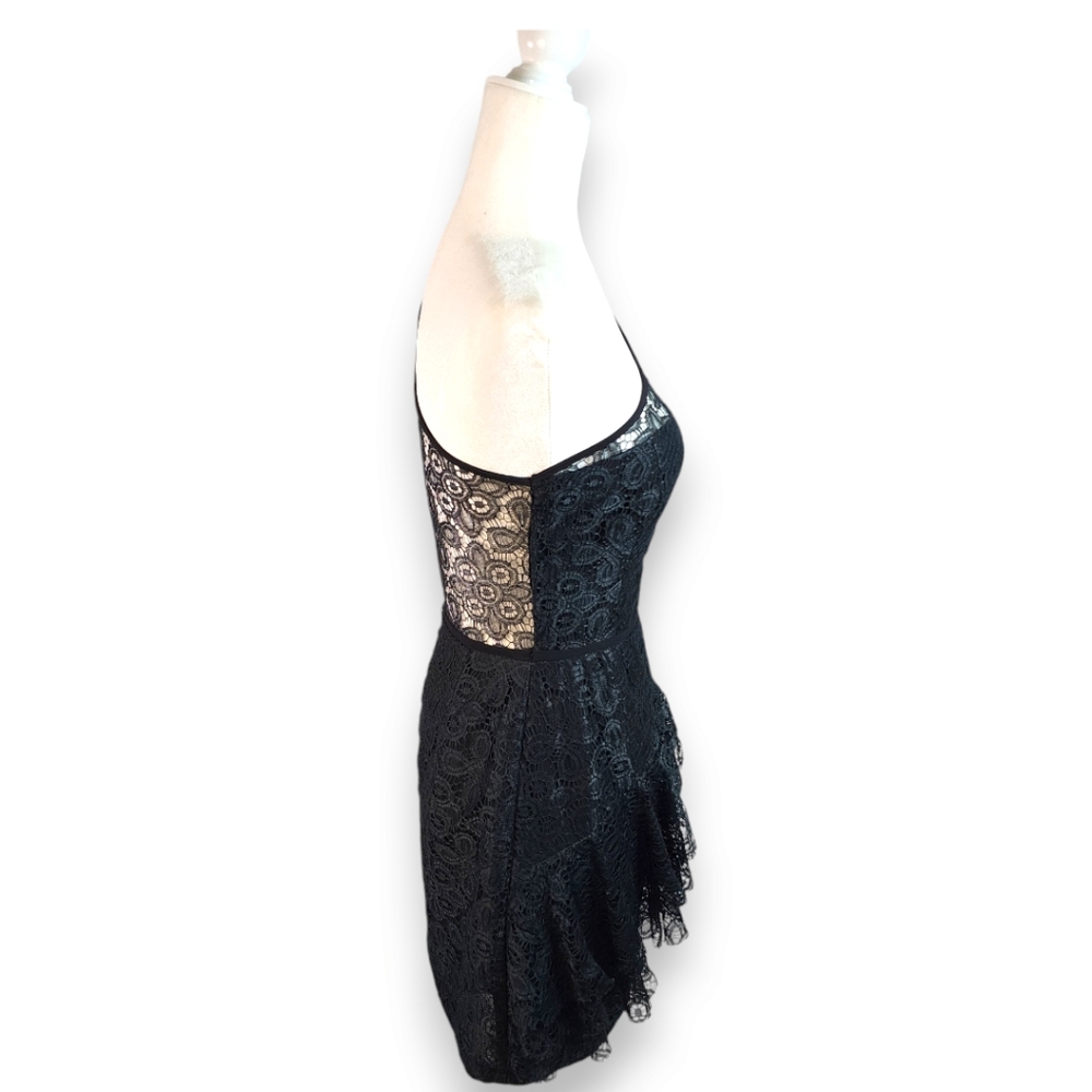 Jill Stuart One Shoulder Lace Ruffle Peplum Mini Dress Size 8 - Picture 4 of 16